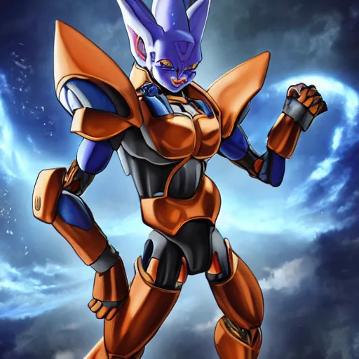 Prompt: an full body oil painting of a beerus the god of destruction wearing a mecha suit based off of the egyptian gods, by artgerm, hd, hdr, ue 5, ue 6, unreal engine 5, realistic 3 d style, cinematic 4 k wallpaper, 8 k, ultra detailed, gta 5 cover art, high resolution, artstation, award winning