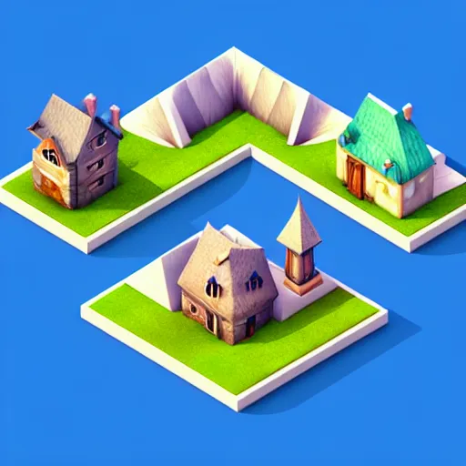 Prompt: Isometric 3D Fantasy Cute House, low poly, soft texture