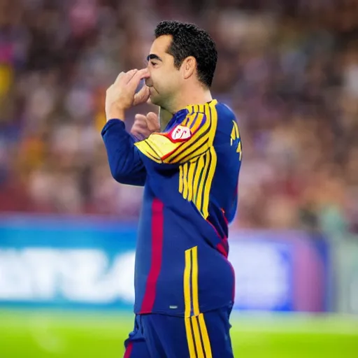 Prompt: xavi hernandez checking the humidity of the air