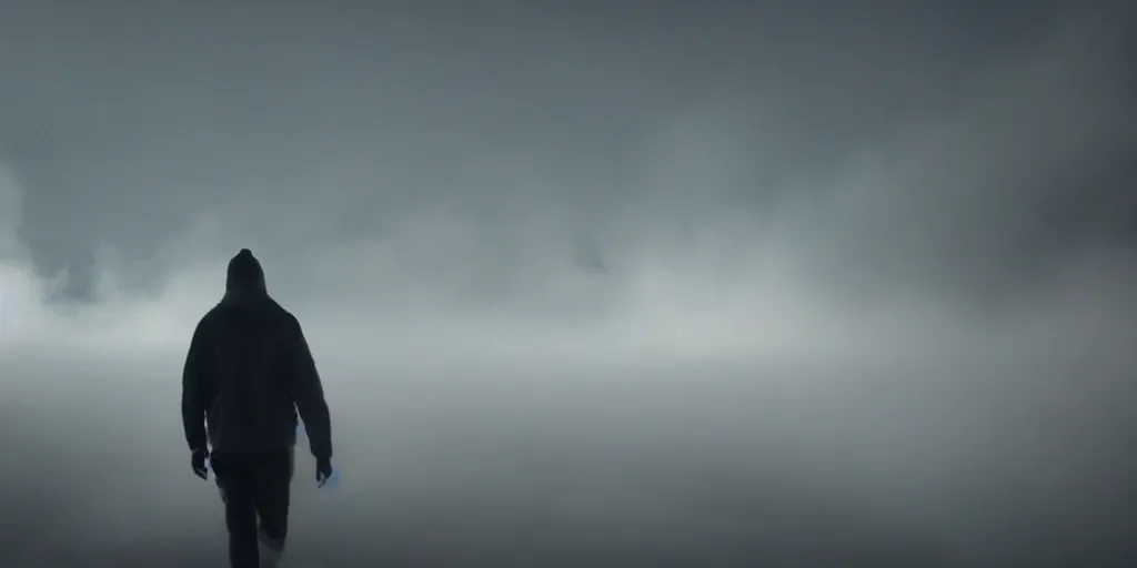 Prompt: a person walking through thick smoke, cinematic, atmospheric, sci fi, shot on arri alexa