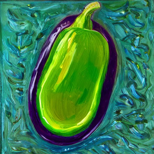 Image similar to detailed painting of green aubergine