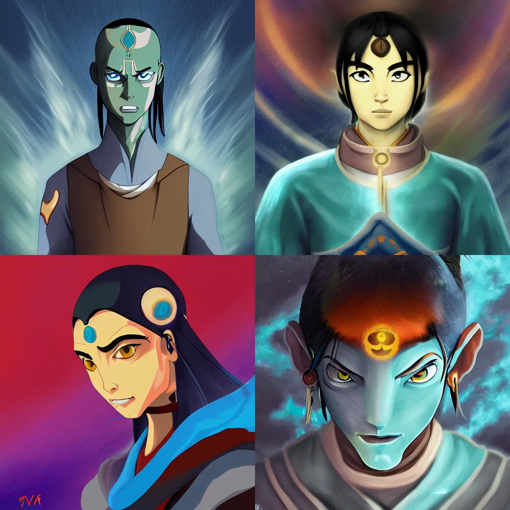 Prompt: Avatar the last air-bender, highly detailed, sharp focus, digital painting