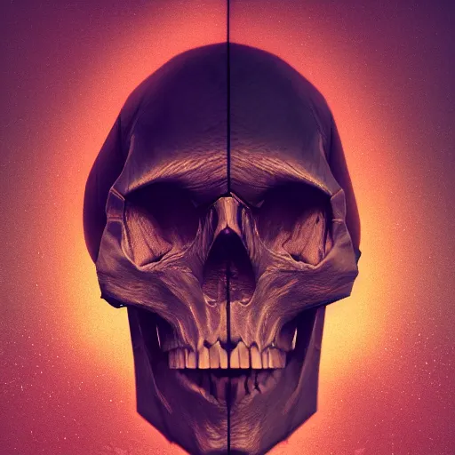 Prompt: skull portrait in beautiful dark landscape, in the style of beeple and Mike Winkelmann, intricate, epic lighting, cinematic composition, hyper realistic, 8k resolution,