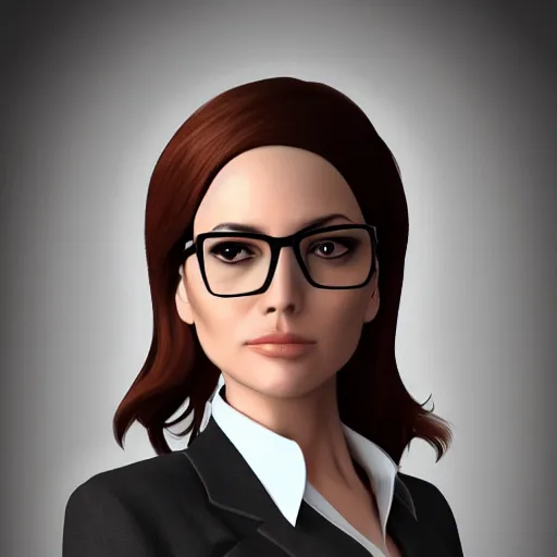 Prompt: female lawyer in business suit, light brown neat hair, trending on artstation, portrait, digital art, modern, sleek, highly detailed, formal, serious, determined, lawyer, colorized, smooth, charming, pretty, glasses