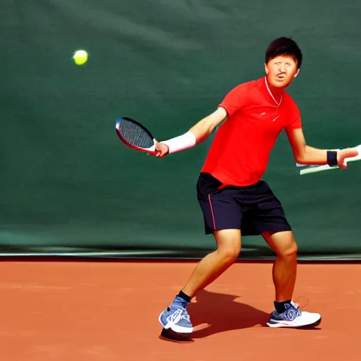 Prompt: hu tao playing tennis