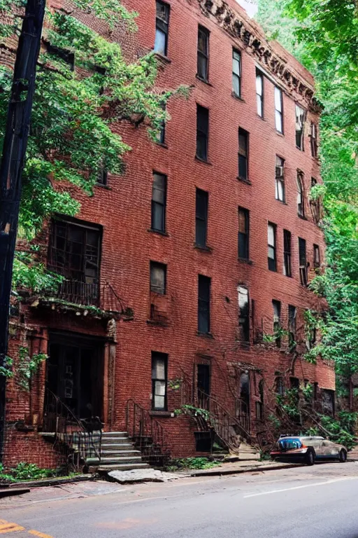 Prompt: (((((a ramshackle Manhattan brick brownstone deep in the forest))))) by Robin Tran!!!!!!!!!!!!!!!!!!!!!!!!!!!