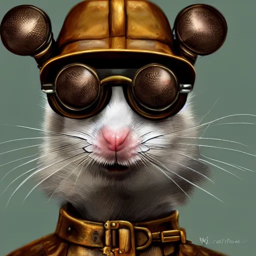 Image similar to a rat with steampunk googles, by WLOP