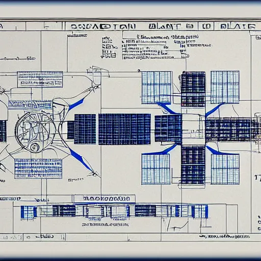 Prompt: detailed scan of a NASA space station blueprint, schematics, diagrams