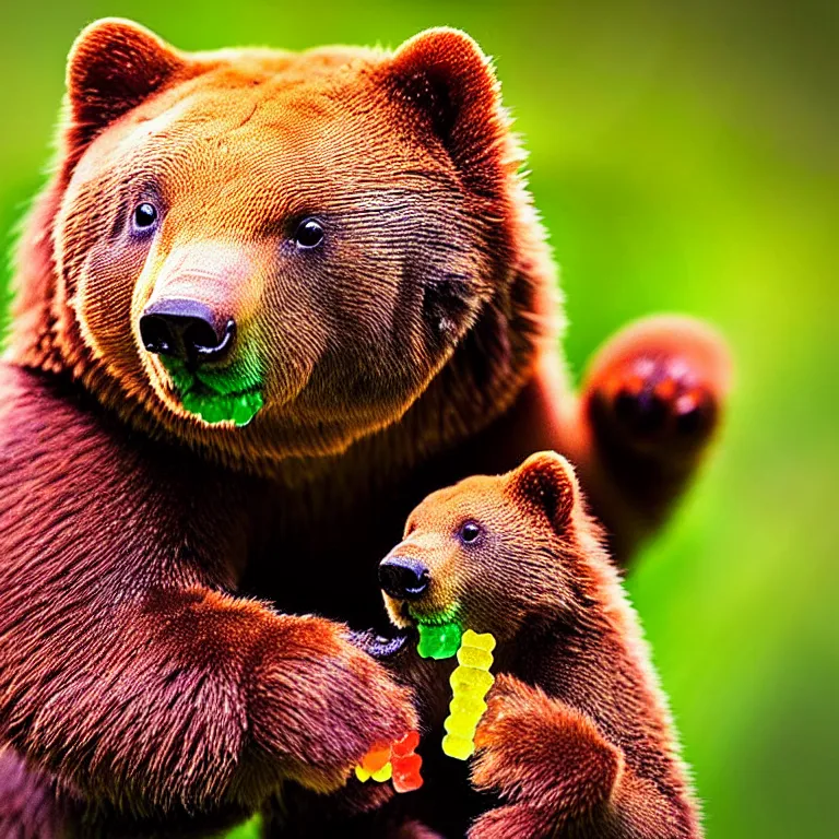 Image similar to close up national geographic photo of wild candy gummy bear wildlife photograph