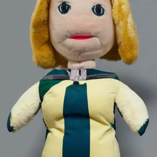 Image similar to liz truss as a plush toy,