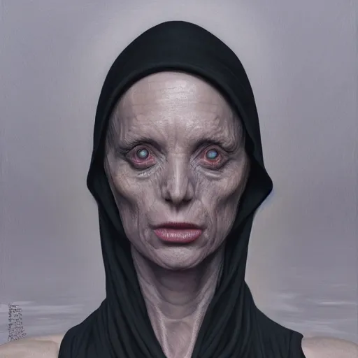 Prompt: portrait of an angry reptilian nun, detailed, centered, digital painting, artstation, concept art, by donato giancola, Sean Yoro, Greg Rutkowski, trending on Artstation, Joseph Christian Leyendecker, WLOP, Boris Vallejo, dark, moody, foggy