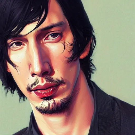 Prompt: adam driver portrait as a manga character, realistic shaded perfect face, fine details. anime. realistic shaded lighting poster by ilya kuvshinov katsuhiro otomo ghost - in - the - shell, magali villeneuve, artgerm, jeremy lipkin and michael garmash and rob rey
