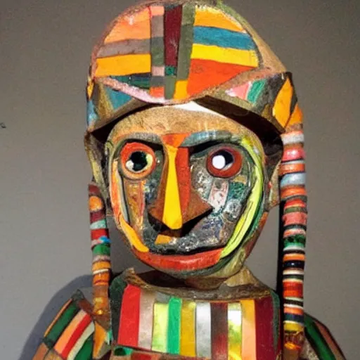 Image similar to A sculpture a Mexican native made pure recycled materials