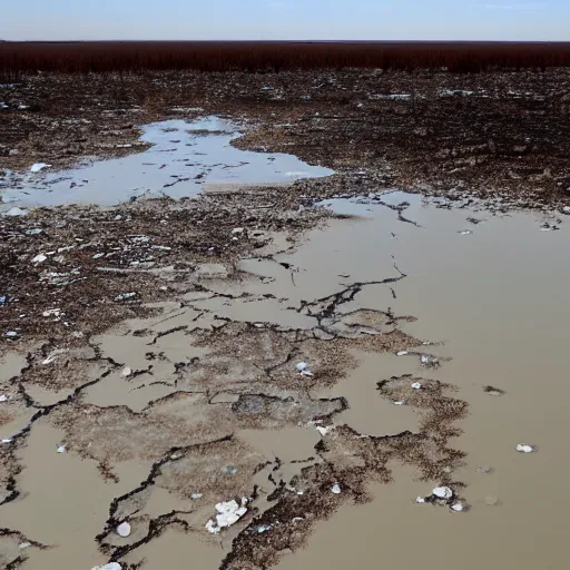 Image similar to Meme about the ice cleared out of the land leaving behind a quagmire of mud, swamps and sloughs. It remained an inhospitable environment for some time.