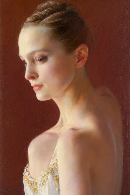 Image similar to portrait of a graceful russian prima ballerina, by donato giancola and berthold woltze.