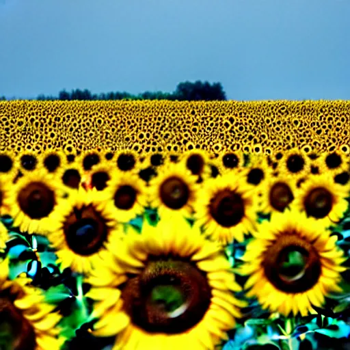 Prompt: field of sunflowers with one sunflower standing taller than the rest, in the style of van gogh