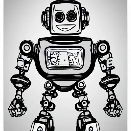 Image similar to robot. digital pen illustration.