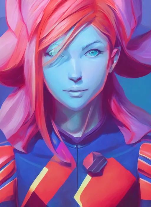 Image similar to symmetry!! samus surrounded by colorful plants, upper body face shot, long straight blonde hair, visible face : : portrait, painting, splash, jesper ejsing, by rhads, makoto shinkai and lois van baarle, ilya kuvshinov, ross tran, borderlands artworks in 4 k