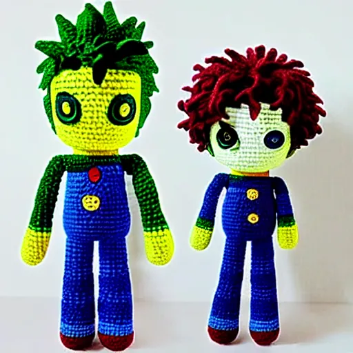 Image similar to kakyoin as a crochet doll