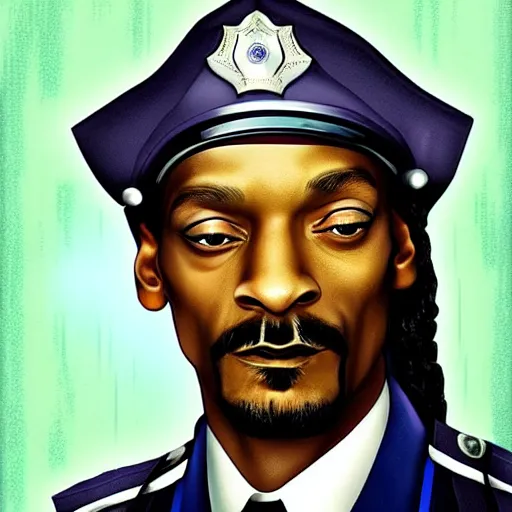Prompt: Snoop Dog as a police-man, photorealistic, hyperdetalied,high quality,