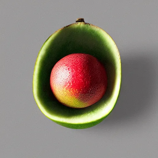 Image similar to centered hyper-realistic single piece of fruit, gray background