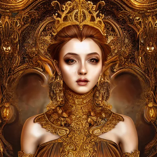 Image similar to wonderful princess made of golden marble, beautiful face, hyper detailed, flowing psychadelic background intricate and detailed, ornate 8 k gorgeous intricate detailed, octane render