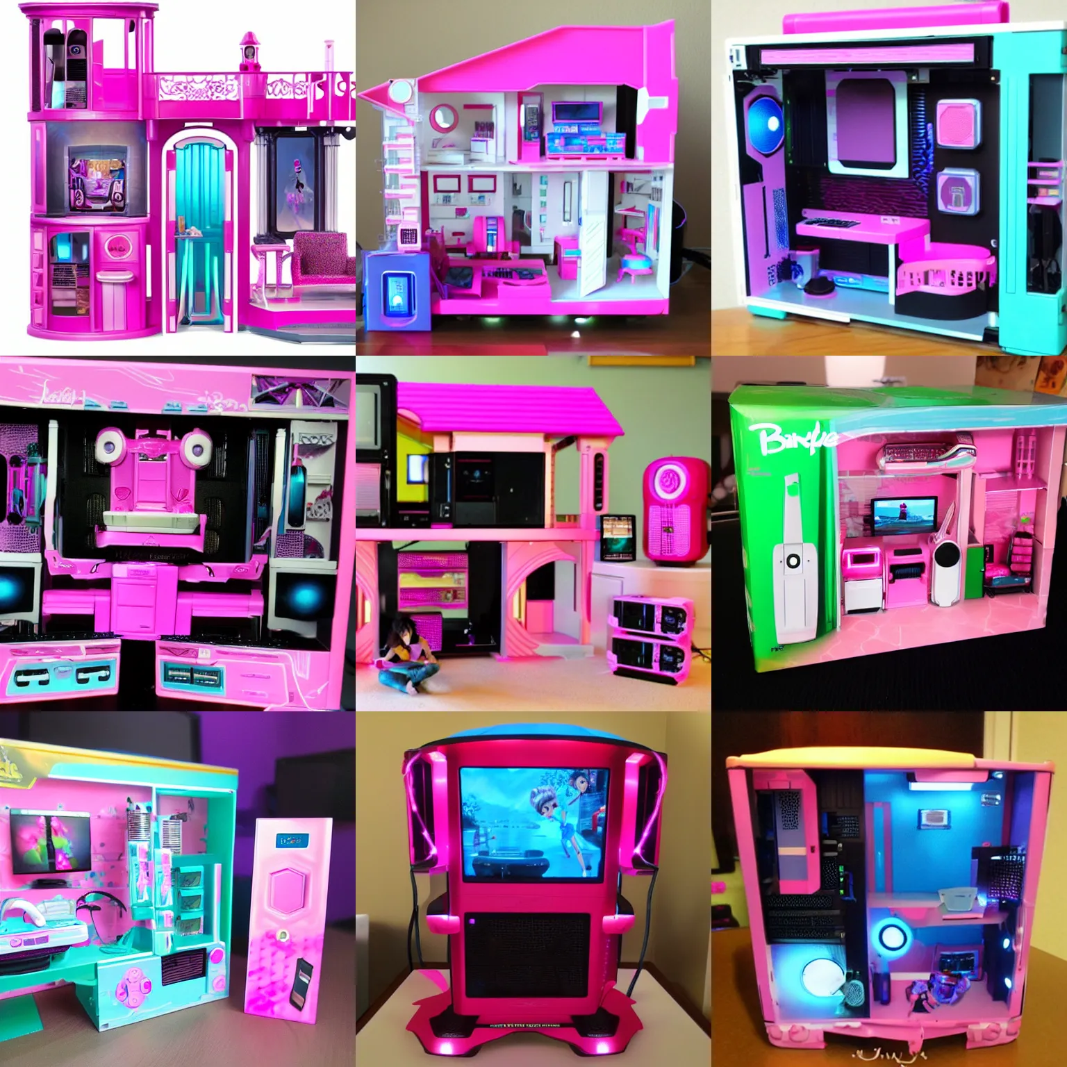 Prompt: gaming rig inspired by Barbie's Dreamhouse