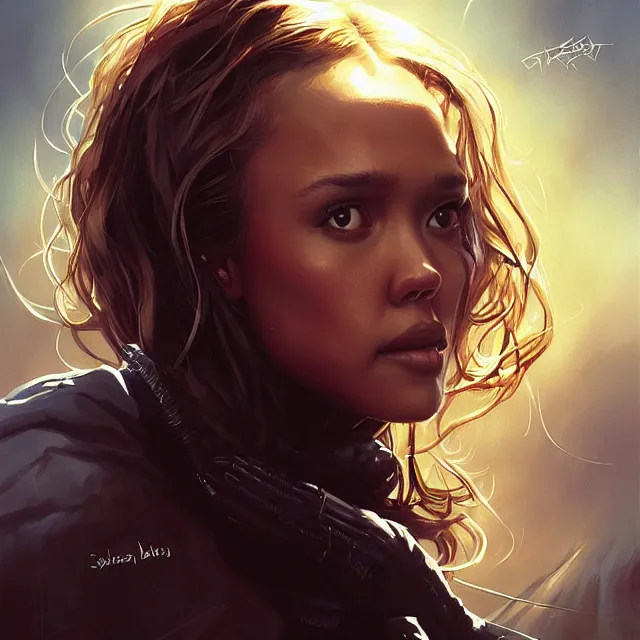 Image similar to the thing jessica alba john carpenter by stanley artgerm lau, wlop, rossdraws, frank frazetta, andrei riabovitchev, marc simonetti