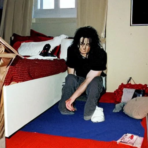 Prompt: michael jackson hidding under a bed