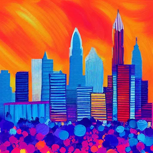 Image similar to colorful painting of atlanta skyline in the style of henri matiss