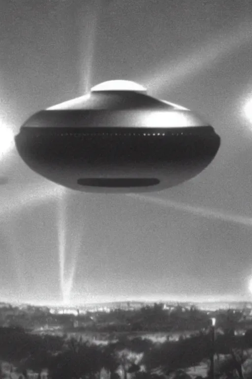 Image similar to still from vhs footage of ufo in pomona, california