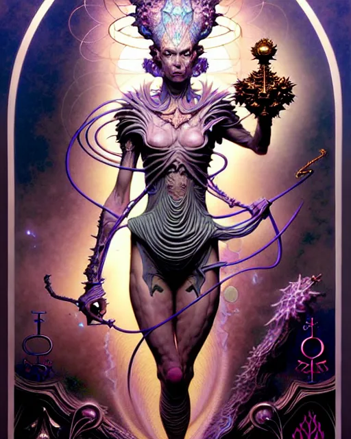 Image similar to the popess tarot card, fantasy character portrait made of fractals, ultra realistic, wide angle, intricate details, the fifth element artifacts, highly detailed by peter mohrbacher, hajime sorayama, wayne barlowe, boris vallejo, aaron horkey, gaston bussiere, craig mullins