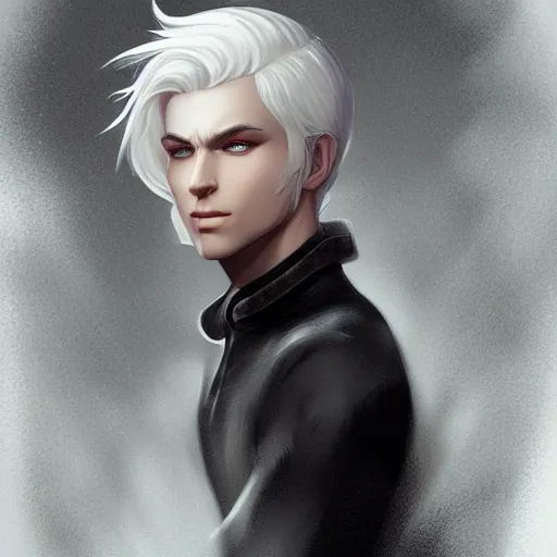 Prompt: white haired deity, godly, boy, elegant, smooth, artstation, highly detailed, pure face, full body, by Charlie bowater