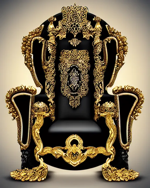 Prompt: royal ornate black ebony throne of realistic detailed owl sanctuary stronghold fortress with golden filigree carved out of ivory