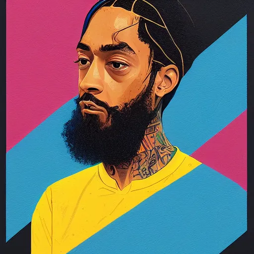 Image similar to Nipsey Hussle profile picture by Sachin Teng, asymmetrical, Organic Painting , Matte Painting, geometric shapes, hard edges, graffiti, street art:2 by Sachin Teng:4