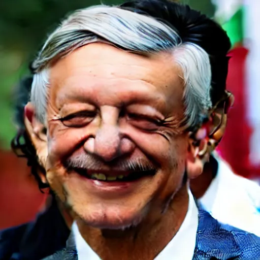 Prompt: photograph of AMLO smiling