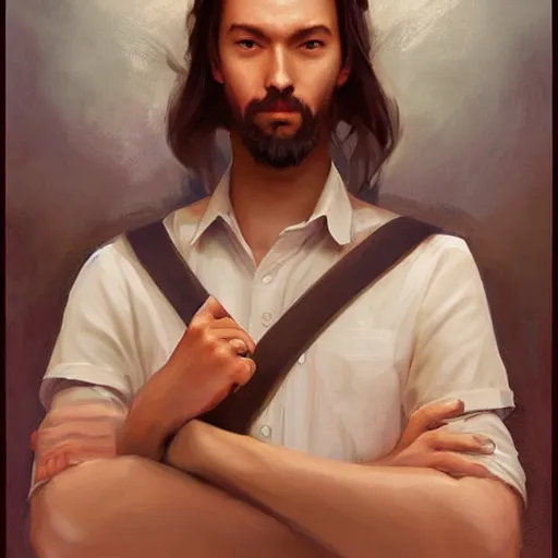 Prompt: portrait of a man , digital art by Mandy Jurgens and Irina French and Heraldo Ortega and Janice Sung and Julia Razumova and Charlie Bowater and Aaron Griffin and Jana Schirmer and Guweiz and Tara Phillips and Yasar Vurdem and Alexis Franklin and Loish and Daniela Uhlig and David Belliveau and Alexis Franklin and Kiko Rodriguez and Lynn Chen and Kyle Lambert and Ekaterina Savic and Pawel Nolbert and Viktor Miller-Gausa and Charlie Davis and Brian Miller and Butcher Billy and Maxim Shkret and Filip Hodas and Yann Dalon and Toni Infante and Pascal Blanché and Mike Campau and Justin Peters and Bastien Lecouffe Deharme , hyperdetailed, artstation, cgsociety