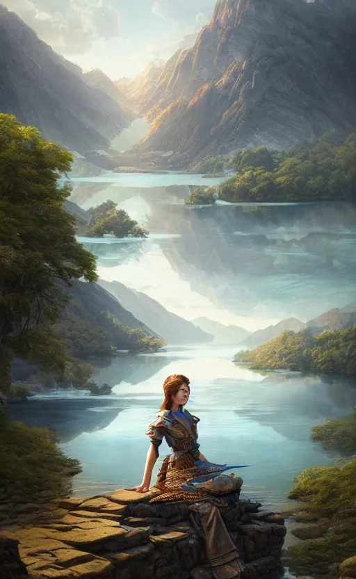 Prompt: lake godness, highly detailed, d & d, water everwhere fantasy, highly detailed, digital painting, trending on artstation, concept art, sharp focus, global illumination, ray tracing, illustration, art by artgerm and greg rutkowski and fuji choko and viktoria gavrilenko and hoang lap