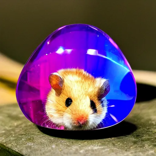 Image similar to rainbow crystal in the shape of a hamster 8k