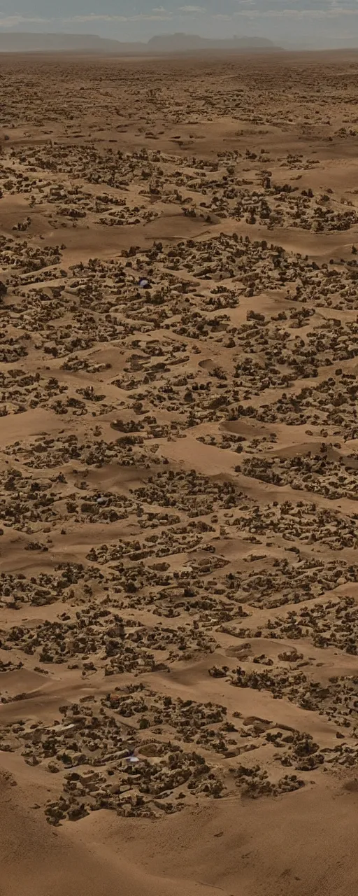 Image similar to “A lonely town on the edge of the desert, highly detailed, 4k, cinematic lighting”