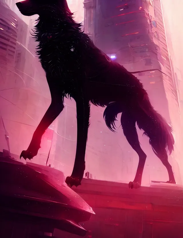 pink and black wolf