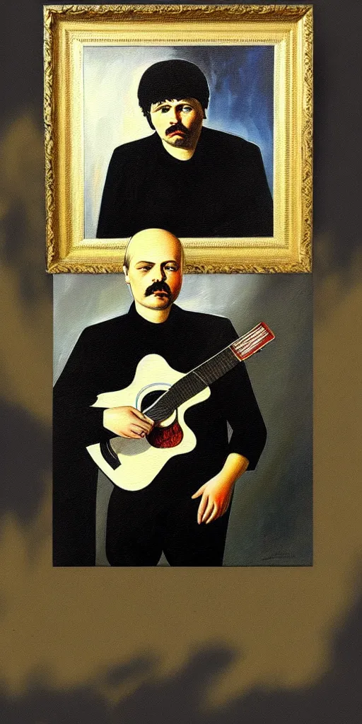 Image similar to portrait painting of alexander nikolaevich bashlachev was a soviet poet, singer - songwriter and guitarist, a performer in russian rock music