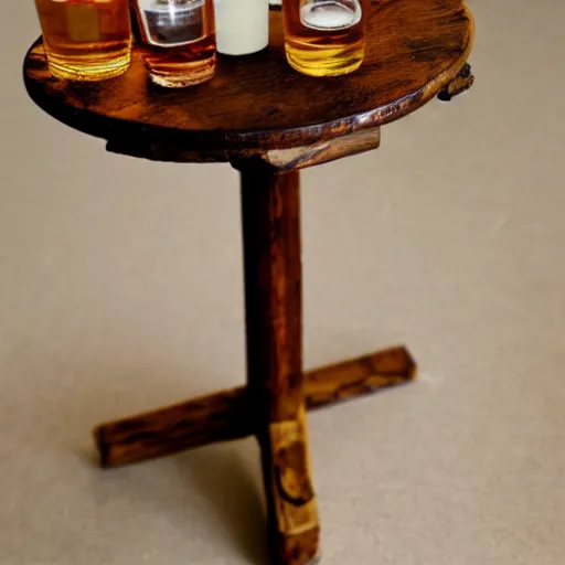 Prompt: beer cup on a wabi - sabi table