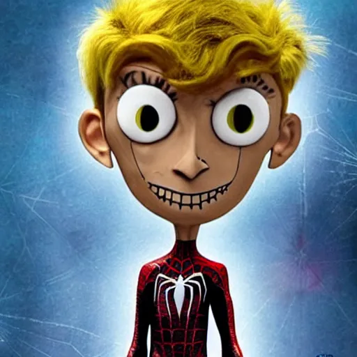 Prompt: spider man from coraline movie, very detailed face