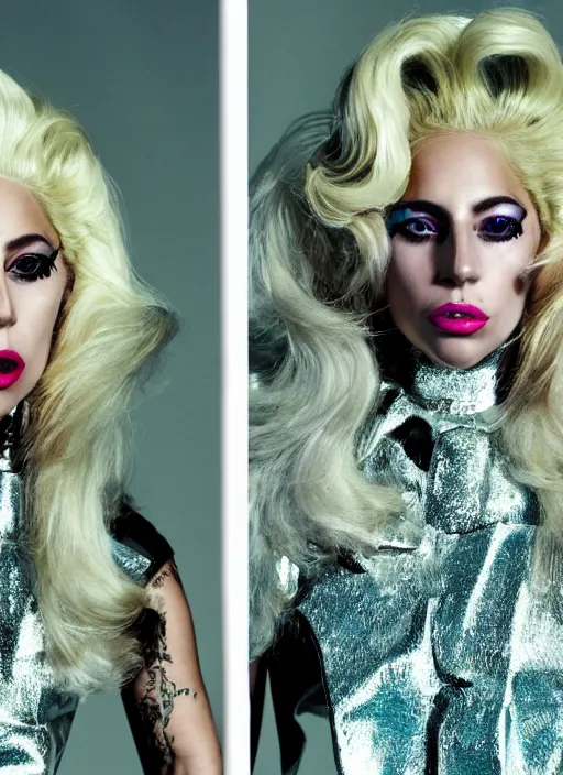 Prompt: lady gaga styled by nick knight posing 80s style , vogue magazine, Highly realistic. High resolution. Highly detailed. Dramatic. 8k.4k.