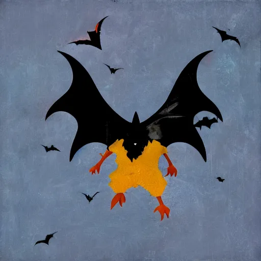 Prompt: ( chicken + bat ) flying