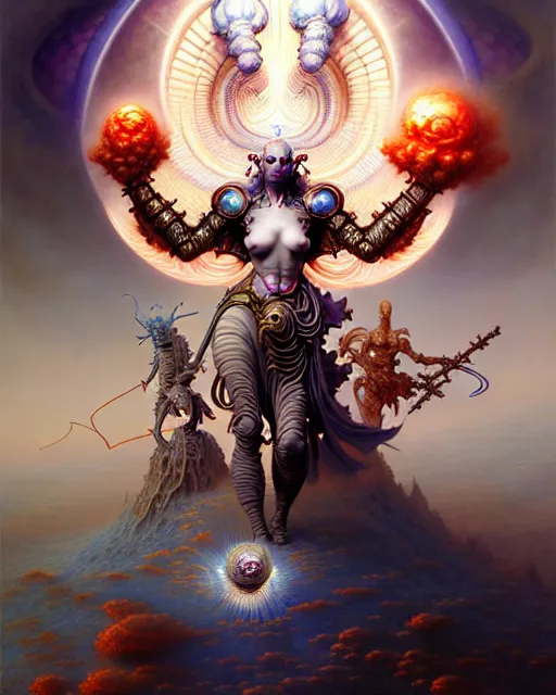 Image similar to the armies of heaven and hell, fantasy character portrait made of fractals facing each other, ultra realistic, wide angle, intricate details, the fifth element artifacts, highly detailed by peter mohrbacher, hajime sorayama, wayne barlowe, boris vallejo, aaron horkey, gaston bussiere, craig mullins