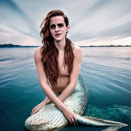 Image similar to a portrait of emma watson as a mermaid in a scenic environment by elsa bleda