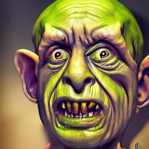 Prompt: intricate five star slime fuel goblin portrait by pablo picasso, oil on canvas, hdr, high detail, photo realistic, hyperrealism, matte finish, high contrast, 3 d depth, centered, masterpiece, vivid and vibrant colors, enhanced light effect, enhanced eye detail, artstationhd