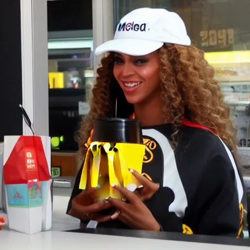 Prompt: beyonce working at mcdonalds